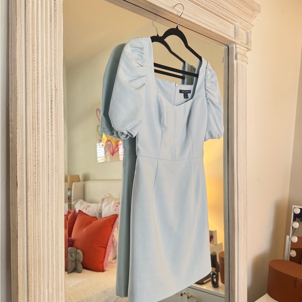French Connection Light Blue Puff Sleeve Mini Dress